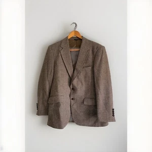 Joe Namath Tweed Blazer Mens 42 S Brown Two Button Single Vented Sport Coat - Picture 1 of 16