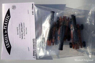 Armies in Plastic American Civil War 3x18 lb Naval Artillery Fortress Guns 1/32 - Image 1 of 3