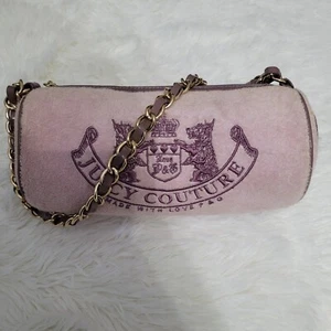 JUICY COUTURE Velvet Vintage Barrel Clutch Bag RARE - Picture 1 of 5