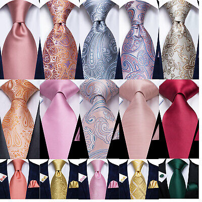 USA Men's Necktie Tie Silk Paisley Striped Solid Hanky Cufflinks Set Wedding • 9.35€