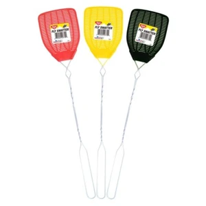 3 ~ Enoz Plastic Long Lasting Non-Toxic Fly Swatter Wire Handle Assorted Colors - Picture 1 of 2