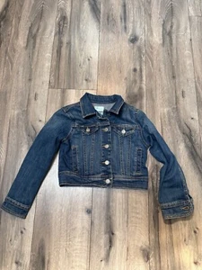 Old Navy XS Denim Jean Jacket Girls Stretch Fit Dark Wash Casual Layering - Picture 1 of 5