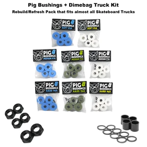 Pig Skateboard Bushings with Dime Bag Axle, Kingpin Nuts and Speed Kit - Picture 1 of 49