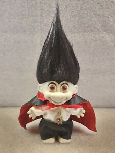Vintage Troll Doll Count Dracula Vampire Cape Necklace Halloween Russ 4.5” H