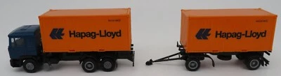 Herpa Ho 1/87 Camion Man F2000 + Rimorchio Contenitore Container Hapag Lloyd - Immagine 1 di 4