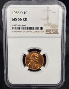 1956-D  1C Lincoln Wheat Cent NGC MS66RD - Picture 1 of 2
