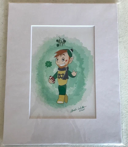 Notre Dame Fighting Irish NCAA Mascot Holiday Lithograph Art! 2020! Cover