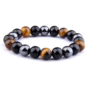 10MM Natural Obsidian Hematite Tiger Eye Beads Bracelets Men for Magnetic Healt - Picture 1 of 1