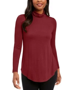 Para mujer JM Collection talla grande cuello de tortuga liso rojo/granate - Imagen 1 de 3