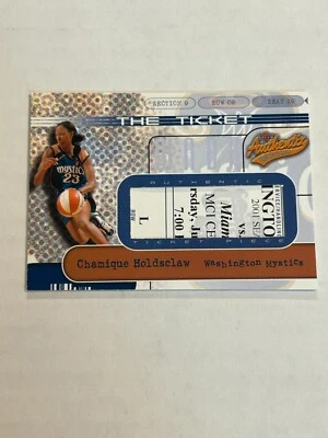 2002 FLEER AUTHENTIX WNBA CHAMIQUE HOLDSCLAW 309/410 TICKET RELIC MYSTICS Z2 - Image 1 of 2