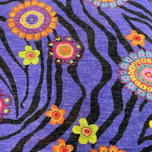 Fabric Lot 6 Yards 10 Inches 54 W Purple Abstract Floral Brushed Sweater Knit - Picture 1 of 7