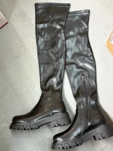 COUI CUIS BOOTS WOMEN 39 BLACK FAUX LEATHER - Picture 1 of 3