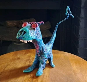 Vintage Monster Animal Paper Mache Folk Art Handmade Weird Unique OOAK  - Picture 1 of 9