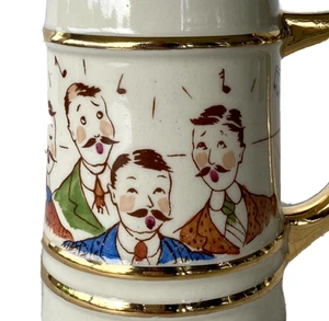 Taza de cerámica vintage cuarteto de barbería cerveza piedra mango de borde dorado 20 oz para hombres - Imagen 1 de 5
