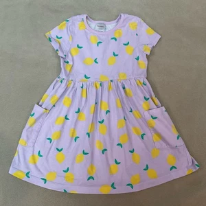 Hanna Andersson Dress Girls 110 Purple Lemons Pockets - Picture 1 of 3