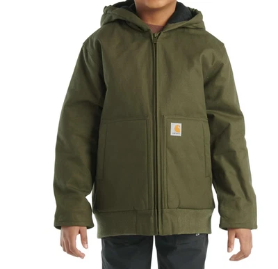Chaqueta activa con capucha aislada de lona oliva Carhartt niños niños EE. UU. XL 18/20 NUEVA CON ETIQUETAS Foto 1 de 4