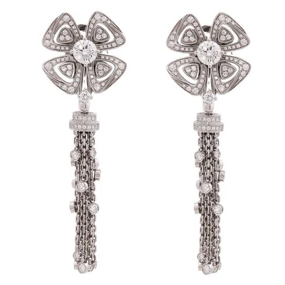 Pendientes de diamantes de oro blanco de 18 quilates Bvlgari Fiorever Foto 1 de 3
