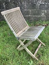 Silvered Weathered Solid Teak Garden Single Slated Outside Chair 2`7"H