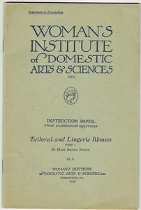 1920s Mary Brooks Picken Woman's Institute Sewing Book 14A Lingerie Blouses - Picture 1 of 4