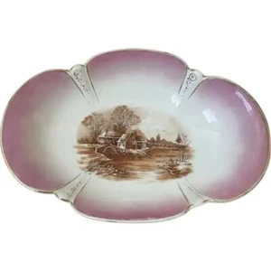 Antique Serving Bowl 1882-1918 Bavarian Painted Porcelain Pink & White Bowl - Picture 1 of 4