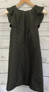 Shoshanna Damen Größe 2 Schwarz Gold Kleid Ärmellos Rundhals Rüschen - Bild 1 von 12