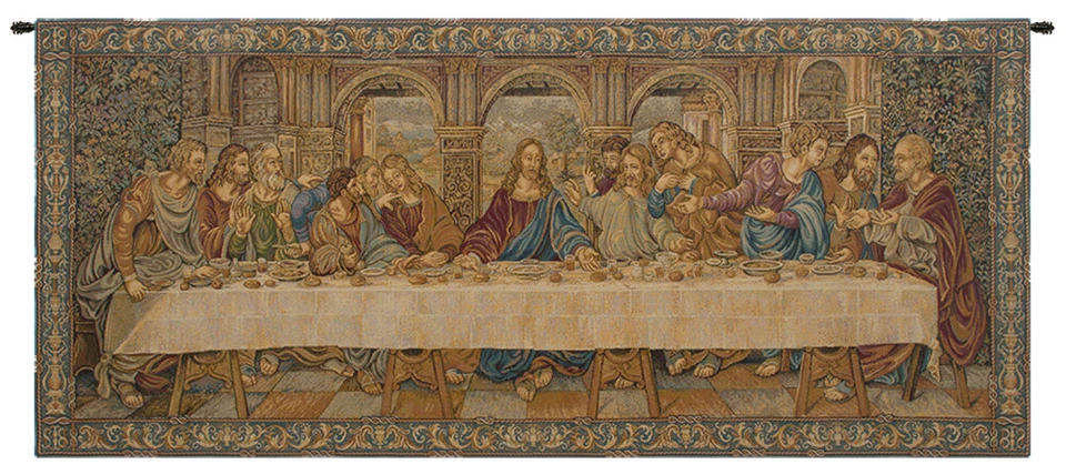The Last Supper by Da Vinci Italian Tapestry Wall Art Hanging Decor 26x62 Inch - Image 1 of 4
