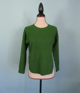 Size: XS MOSES QUEEN Green Cable Knit Sweater Cropped Womens Crewneck  - Picture 1 of 11