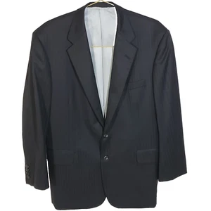 Blazer Holland & Sherry su misura Savile Row nero gessato uomo 42R polsino chirurgo - Foto 1 di 21