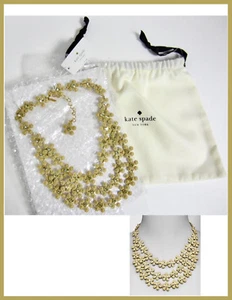 COLLAR DECLARACIÓN KATE SPADE MARGUERITE TRIPLE FILA TONO DORADO O0RU1710 NUEVO CON ETIQUETAS - Imagen 1 de 4