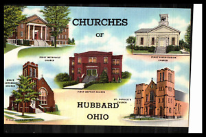 Postcard Non-Posted Hubbard Ohio Churches