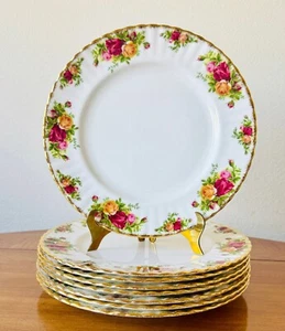 8 Royal Albert Old Country Roses 10.5" Dinner Plates England Vintage - Picture 1 of 3