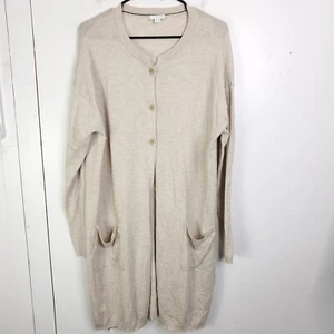 J Jill Sweater Womens XL Longline Cardigan Duster Neutral Wool Blend Office - Picture 1 of 10