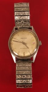 VINTAGE MENS CROTON WATERPROOF SUNBURST MECHANICAL SILVER TONE WATCH WRISTWATCH - Picture 1 of 1
