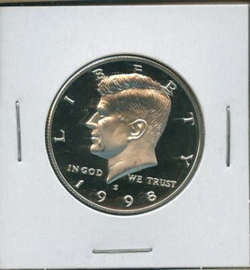 1998 S Kennedy Proof 90% Silver Half Dollar 50c US Mint #23 1998-S BU MS DCAM - Picture 1 of 3