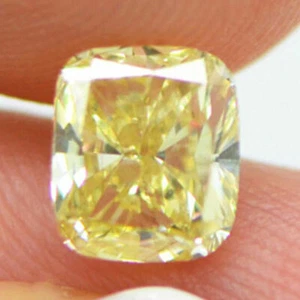 Loose Cushion Cut Diamond Fancy Yellow Color 1.08 Carat VS1 Natural Enhanced - Picture 1 of 10