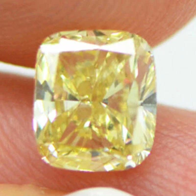 Loose Cushion Cut Diamond Fancy Yellow Color 1.08 Carat VS1 Natural Enhanced - Image 1 of 4