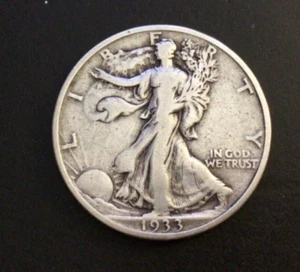 1933-S Walking Liberty Silber Half Dollar, sehr schöne Details. Schöne Patina! G119 - Bild 1 von 2