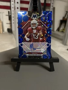 Michael Wilson 2023 Panini Mosaic No Huddle Blue Rookie Signature SP - Bild 1 von 2