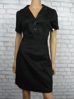 Vestido camisa bainha elástica corpete botão preto Alexia Admor US$ 158 12 NOVO A403 - Imagem 1 de 4
