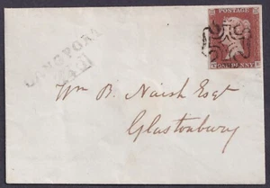 1841 1d Red Pl 28 TE Upright MX LANGPORT/140 Mileage Mark Glastonbury CDS FU - Picture 1 of 2