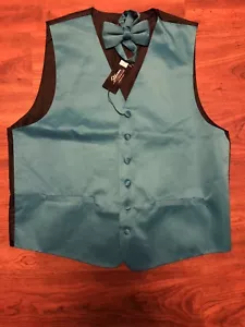 Teal Vest And Bow Tie - Picture 1 of 1