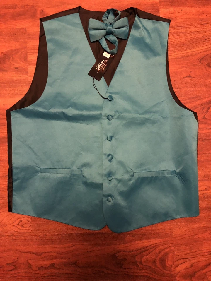 Teal Vest And Bow Tie - Image 1 of 1