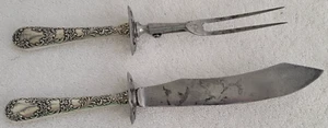 VINTAGE STERLINGSILBER GRIFFE SCHNITZSET MESSERAUFLAGE SCHÜTZER MONOGRAMMIERT DATIERT - Bild 1 von 11