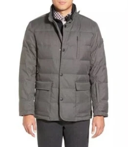 Tumi Mens Jacket Quilted Puffer Winter Down Lining Pockets Coat Gray Sz M - Picture 1 of 19