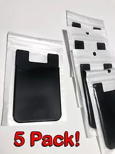 Confezione 5x Portafoglio Cellulare NERO con Adesivo Retro - Porta Carte di Credito - Foto 1 di 3