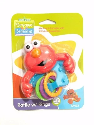 Sesame Street Beginnings Elmo Baby Rattle With Rings Toy 0-18 Months Infant NEW - Image 1 of 2