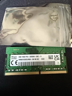 SK Hynix 8GB PC4-25600 (DDR4-3200) SO-DIMM Memory Module HMA81GS6DJR8N-XN - Image 1 of 2