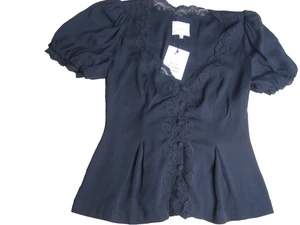NUEVO Top Reformation Talla 10 Negro Encaje Acentos Corbatas en la Espalda Nordstrom Nuevo con Etiquetas - Imagen 1 de 8