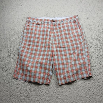 Pantalones Cortos J Crew Para Hombre 35 Azul Rojo A Cuadros Frente Plano Chino Preppy Foto 1 de 4