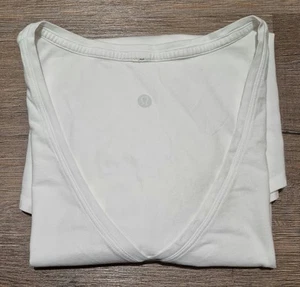 Lululemon Womens Gym Activewear White V Neck Lightweight Tee Shirt - Picture 1 of 14